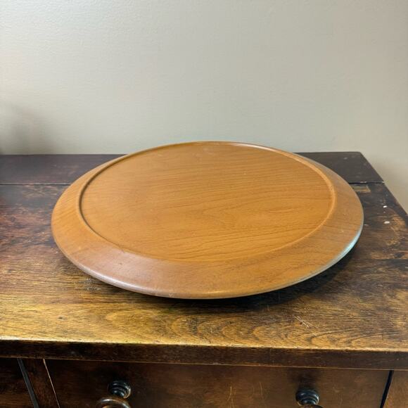 Vintage Oak 16" diameter Lazy Susan with Oak wood‎ base with felt bottom - Picture 1 of 6